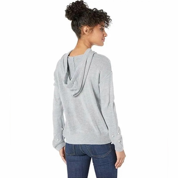 JUICY Couture Pearl Trimmed Hoodie Heather Grey Sweater L - Picture 2 of 4